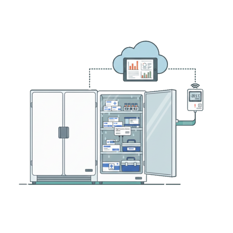 Illustration of a refrigerator unit